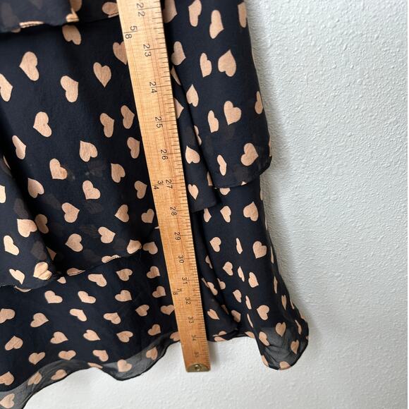 Carina Duek Black Peach Polka Dot Heart Vneck Tiered Ruffle Mini 40 / S - Picture 11 of 11
